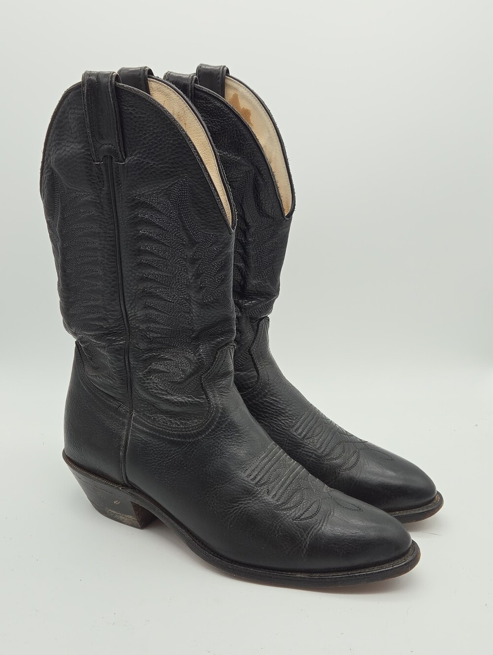 Boulet Black Western Cowboy Boots Size Men's 9 E